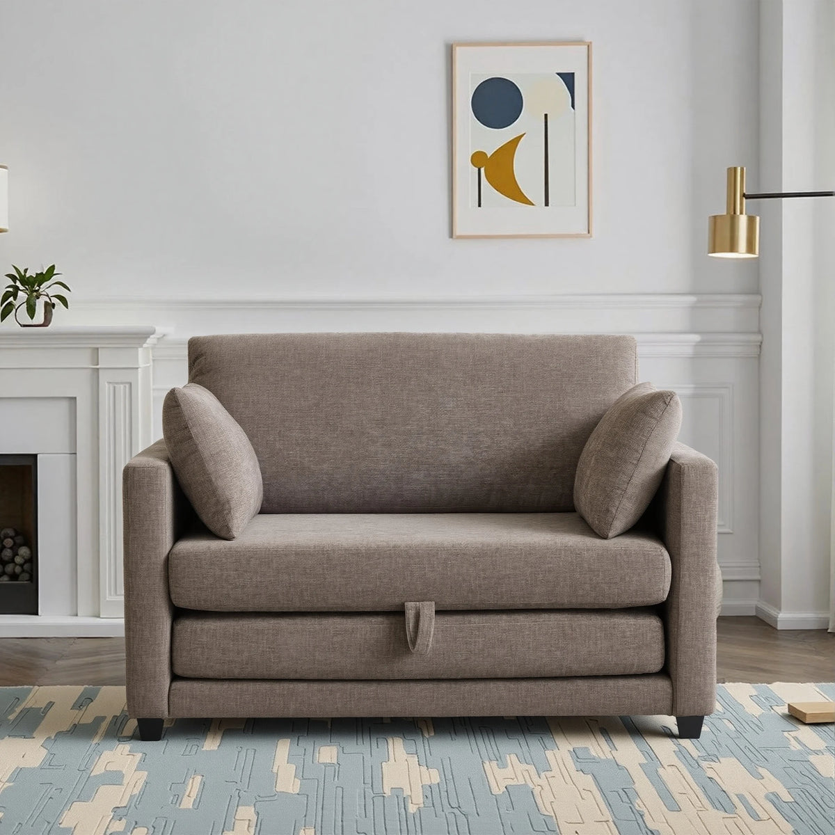 Gaohappy Velvet Upholstered Pullout Sleeper Loveseat With Wood Frame