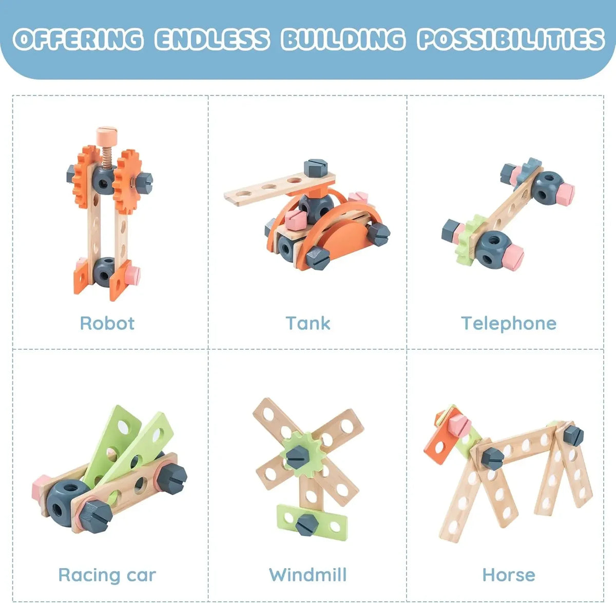 Robotime Kids Wooden Tool Bench Set Construction Workshop