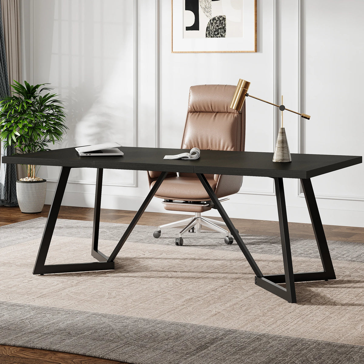 Tribesigns Executive Office Desk With Sturdy Metal Frame
