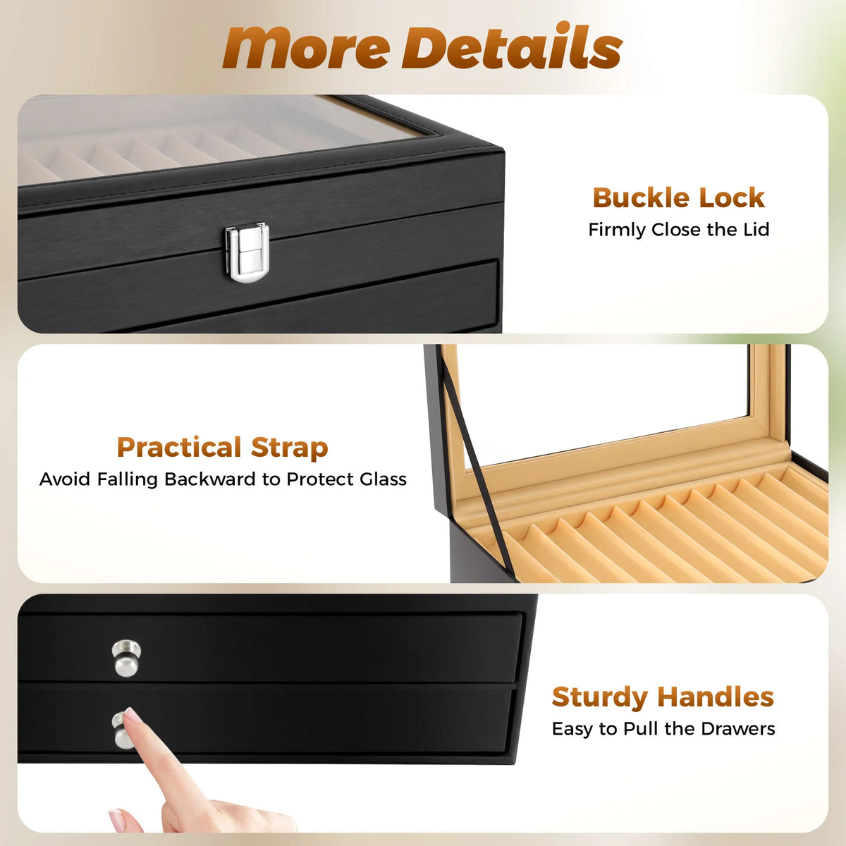 Luxury Pen Display Organizer Case With Glass Window