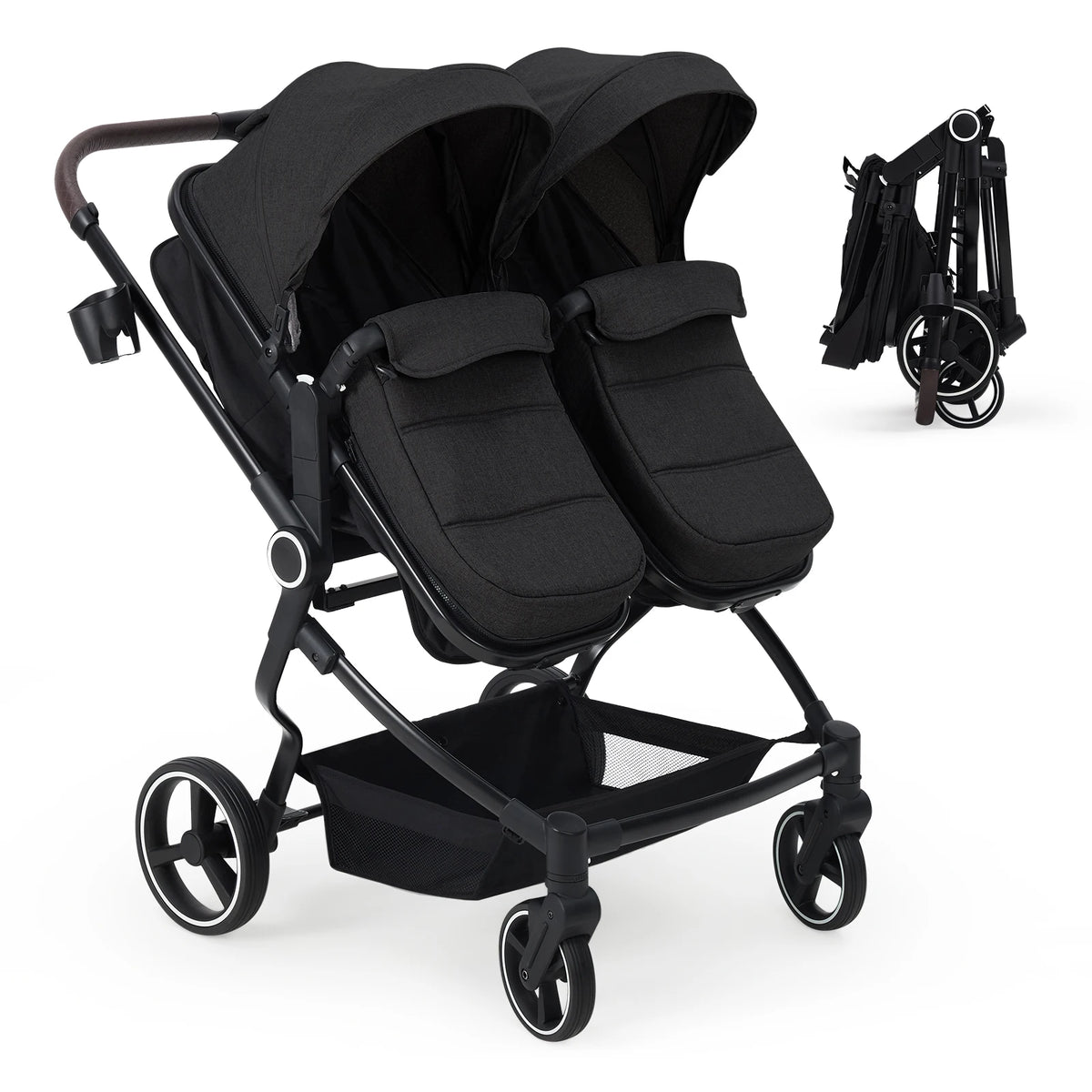 Lightweight Tandem Stroller With Compact Fold For Babies And Toddlers