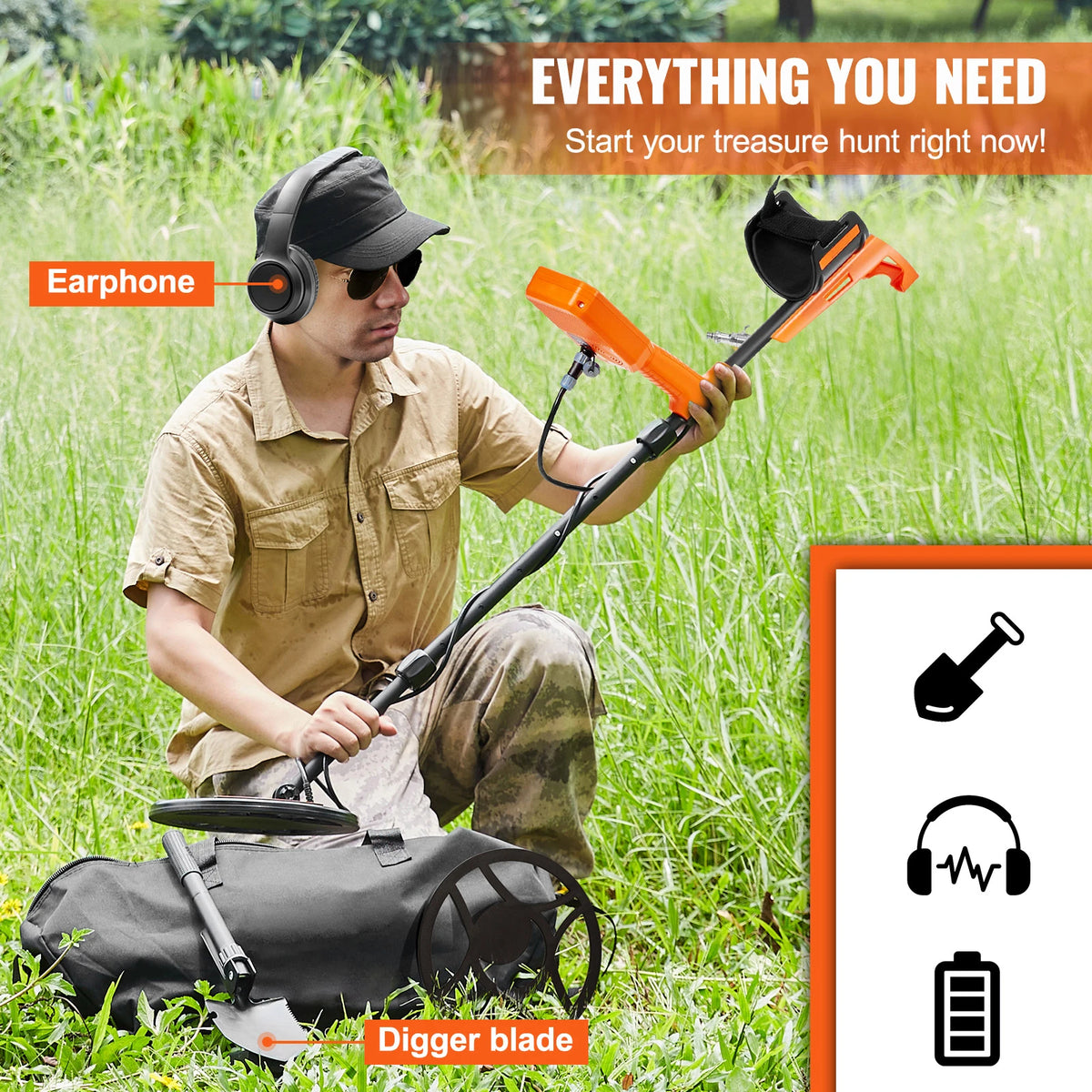 SucceBuy Professional Rechargeable Metal Detector With Digital Display
