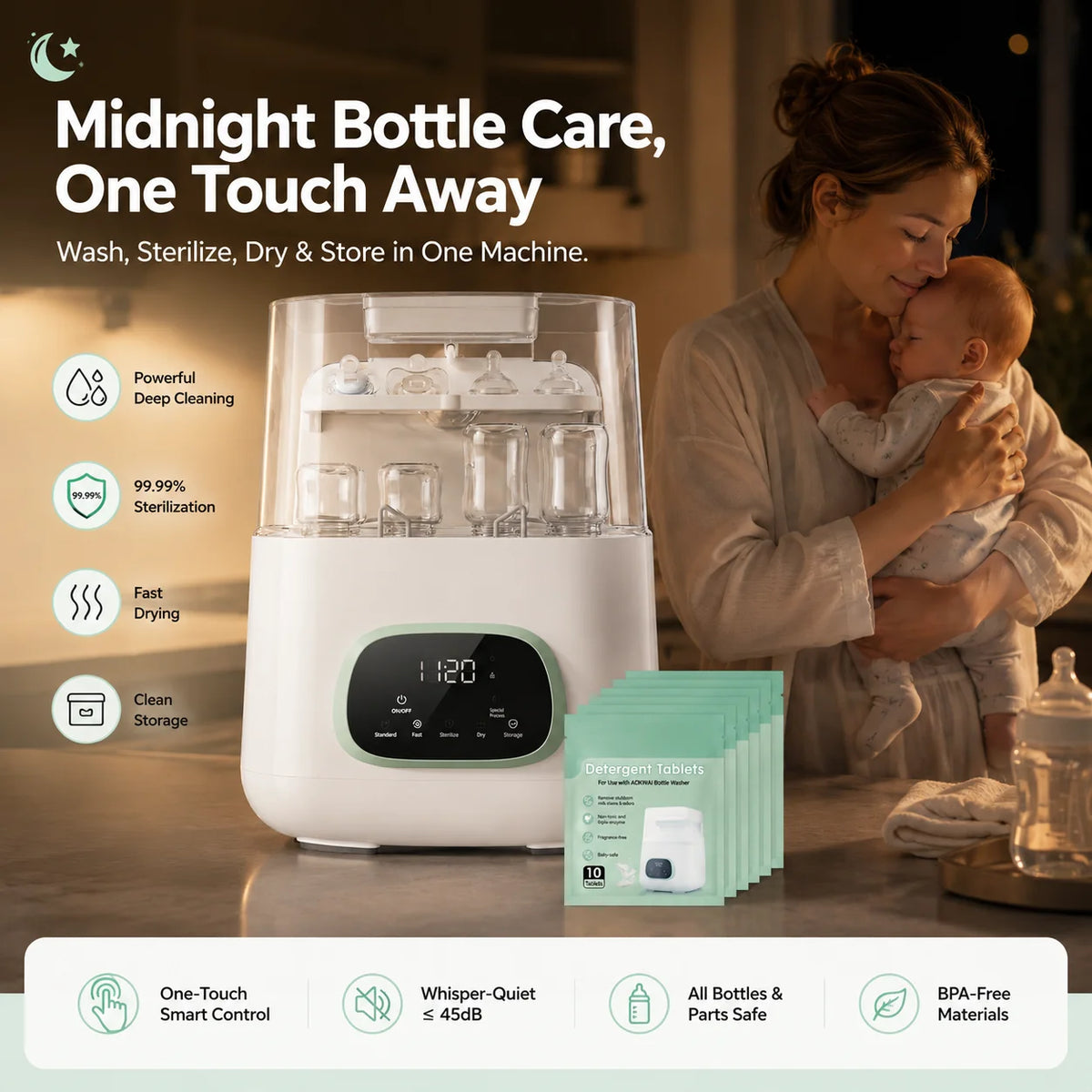 Kmaier 4-In-1 Baby Bottle Washer Sterilizer And Dryer