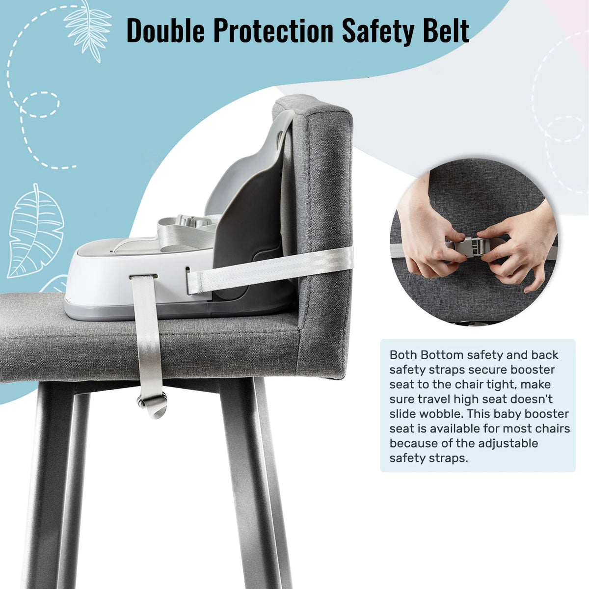 Ubravoo Portable Toddler Booster Dining Seat With Safety Harness