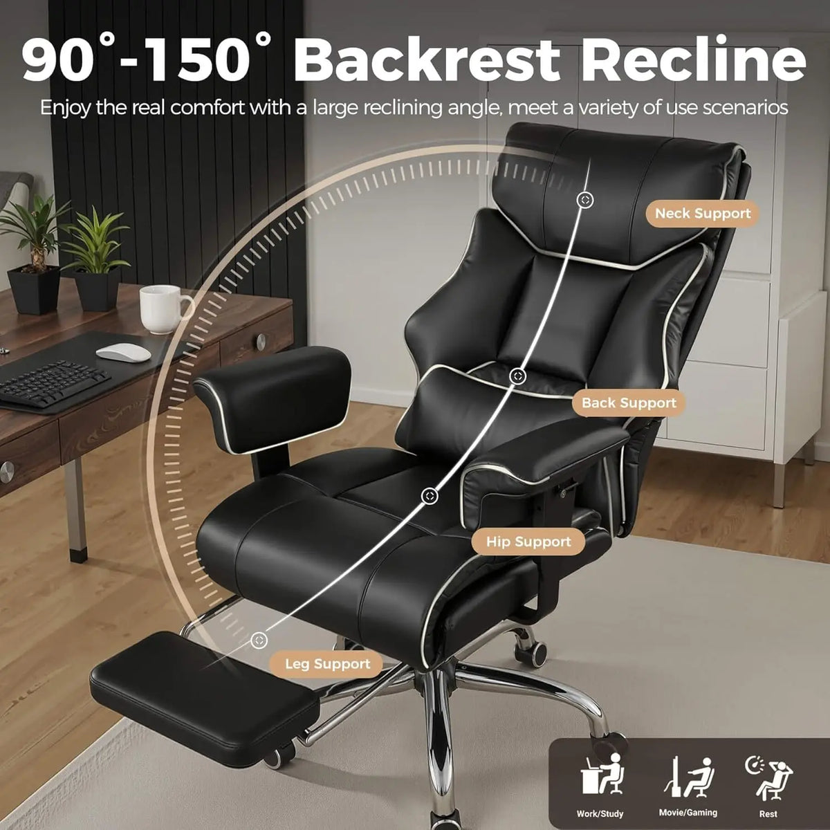 Comhoma High Back Executive Office Chair With Ergonomic Lumbar Support