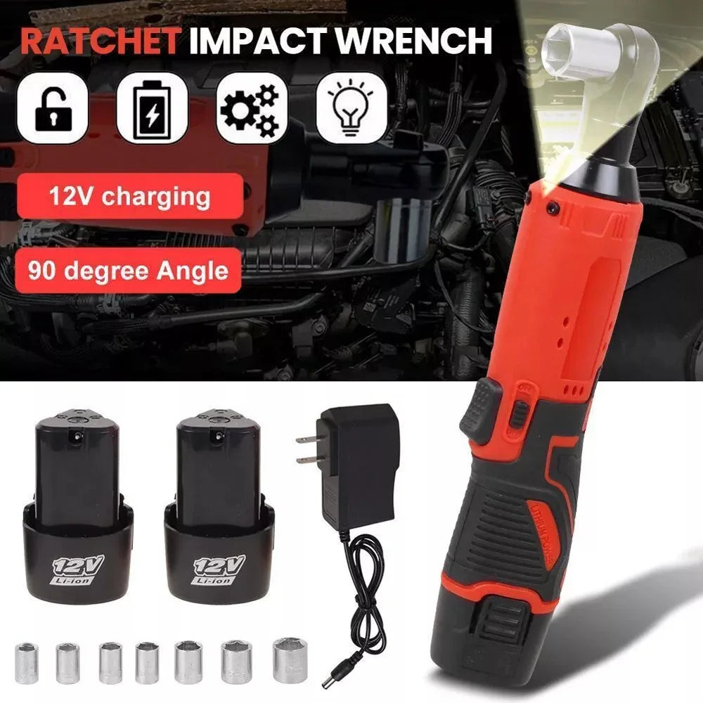 Cordless 12V Right Angle Electric Ratchet Wrench For Auto Repair