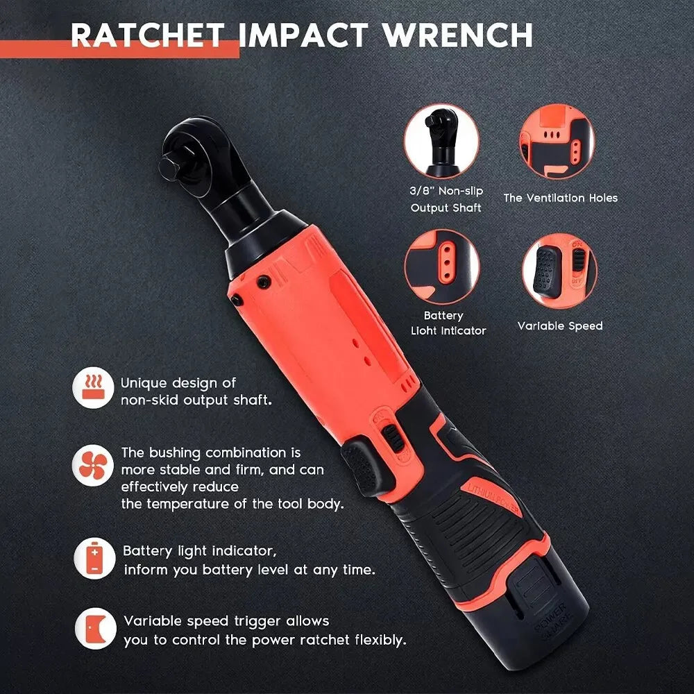 Cordless 12V Right Angle Electric Ratchet Wrench For Auto Repair