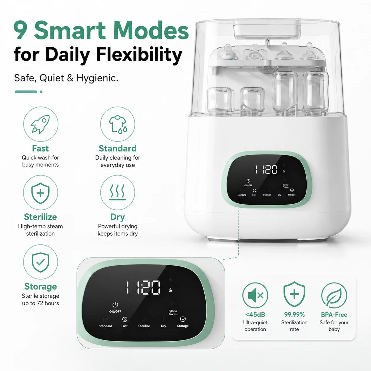 Kmaier 4-In-1 Baby Bottle Washer Sterilizer And Dryer
