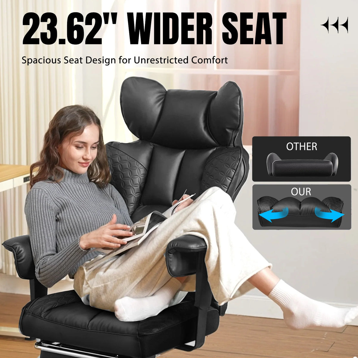 COMHOMA Ergonomic High Back Leather Office Gaming Chair With Footrest
