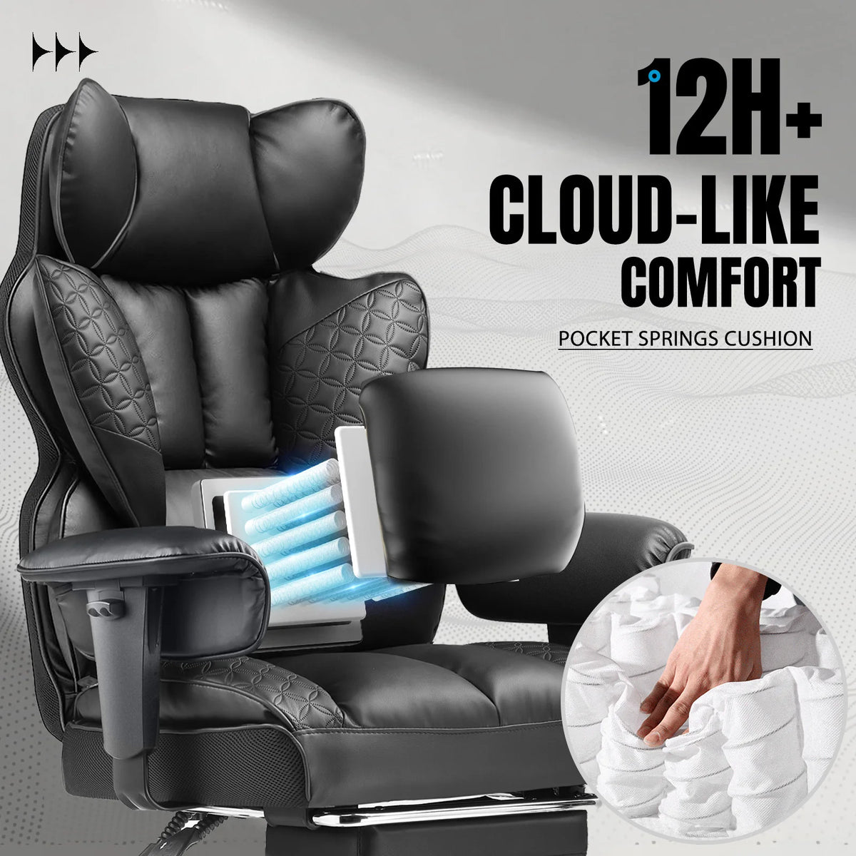 COMHOMA Ergonomic High Back Leather Office Gaming Chair With Footrest