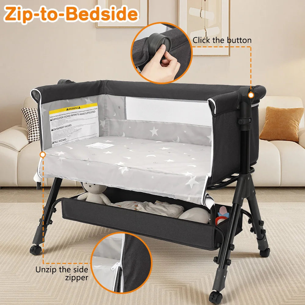 Portable Baby Bassinet And Foldable Bedside Sleeper For Infants