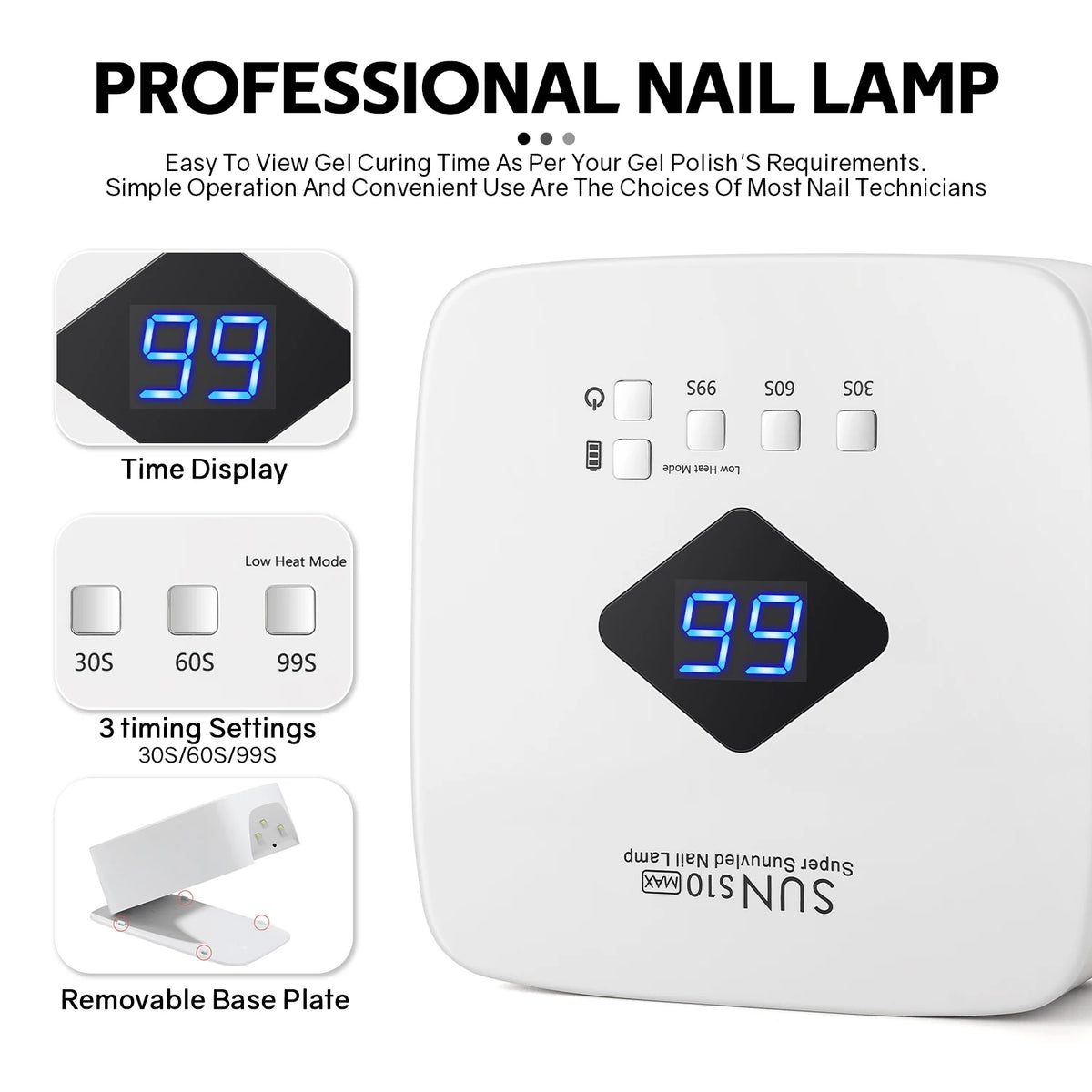 Professional Rechargeable UV LED Nail Lamp With LCD Timer Display