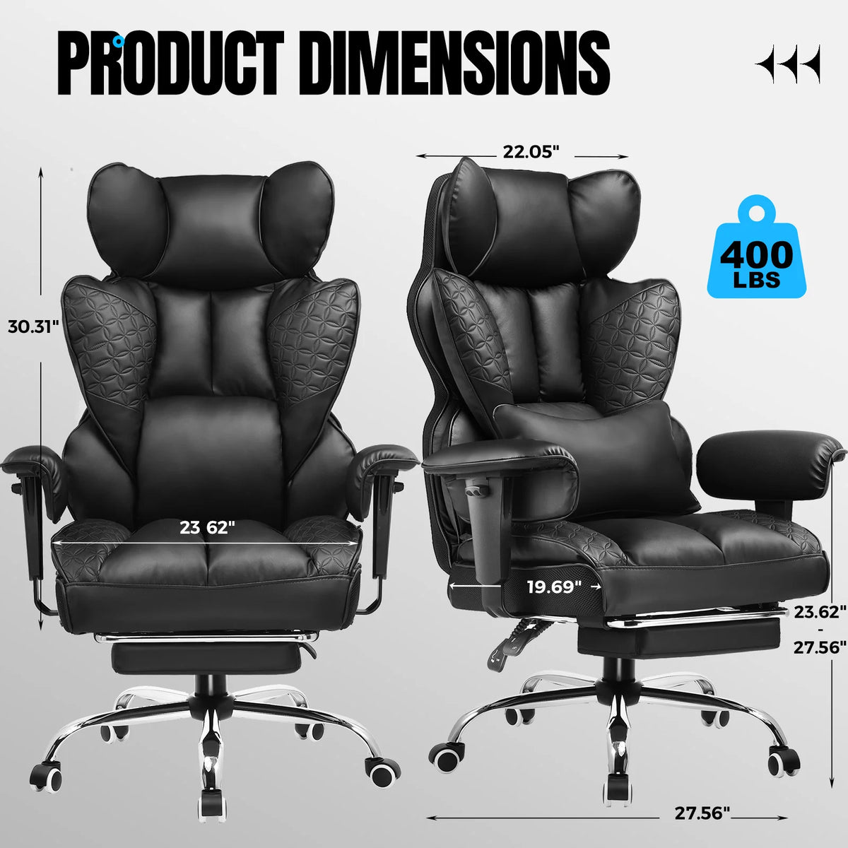COMHOMA Ergonomic High Back Leather Office Gaming Chair With Footrest