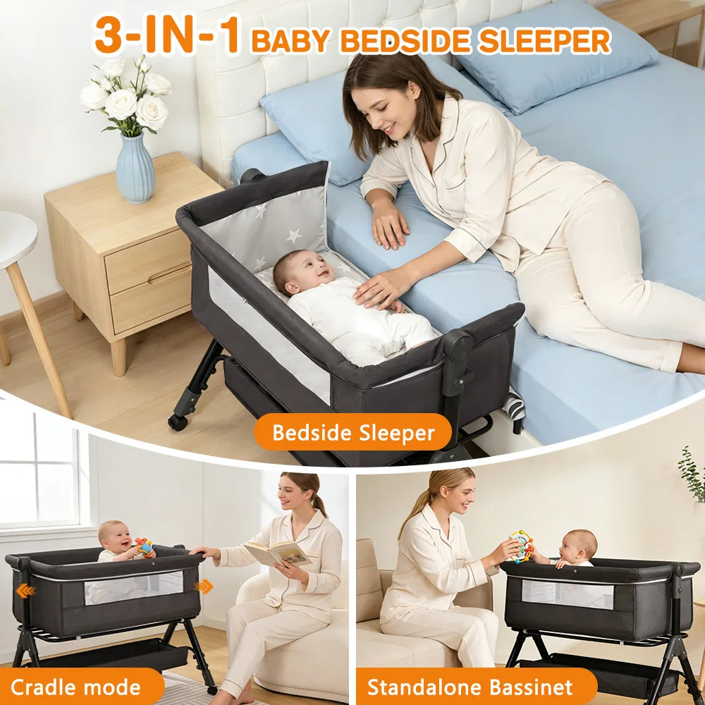 Portable Baby Bassinet And Foldable Bedside Sleeper For Infants