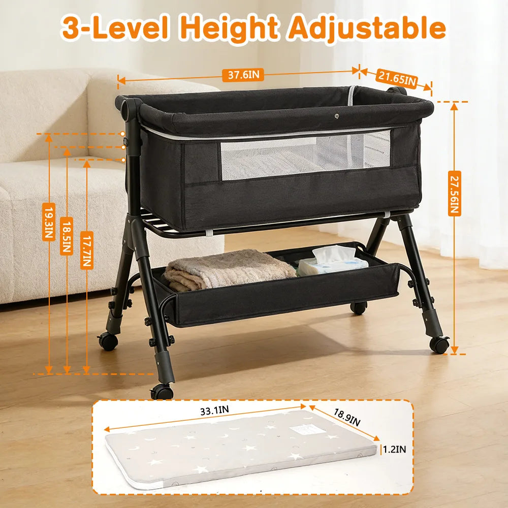 Portable Baby Bassinet And Foldable Bedside Sleeper For Infants