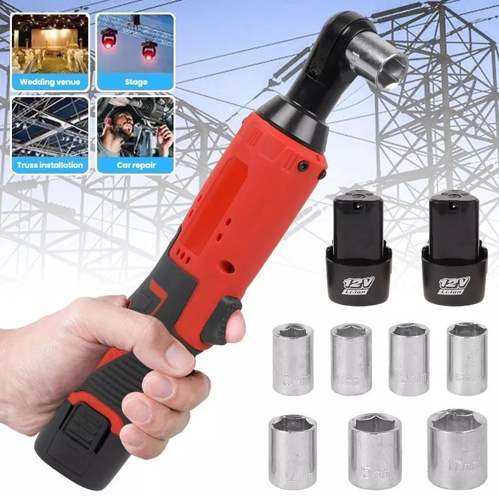 Cordless 12V Right Angle Electric Ratchet Wrench For Auto Repair