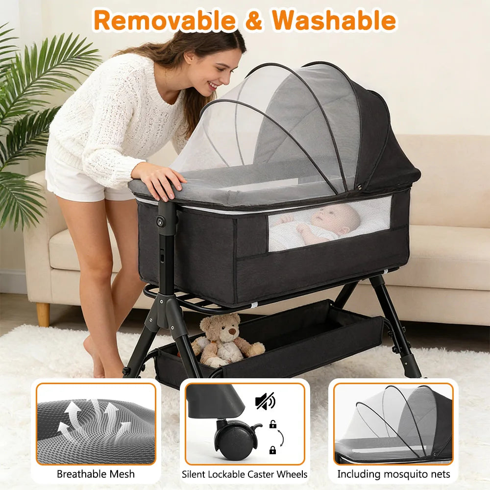 Portable Baby Bassinet And Foldable Bedside Sleeper For Infants