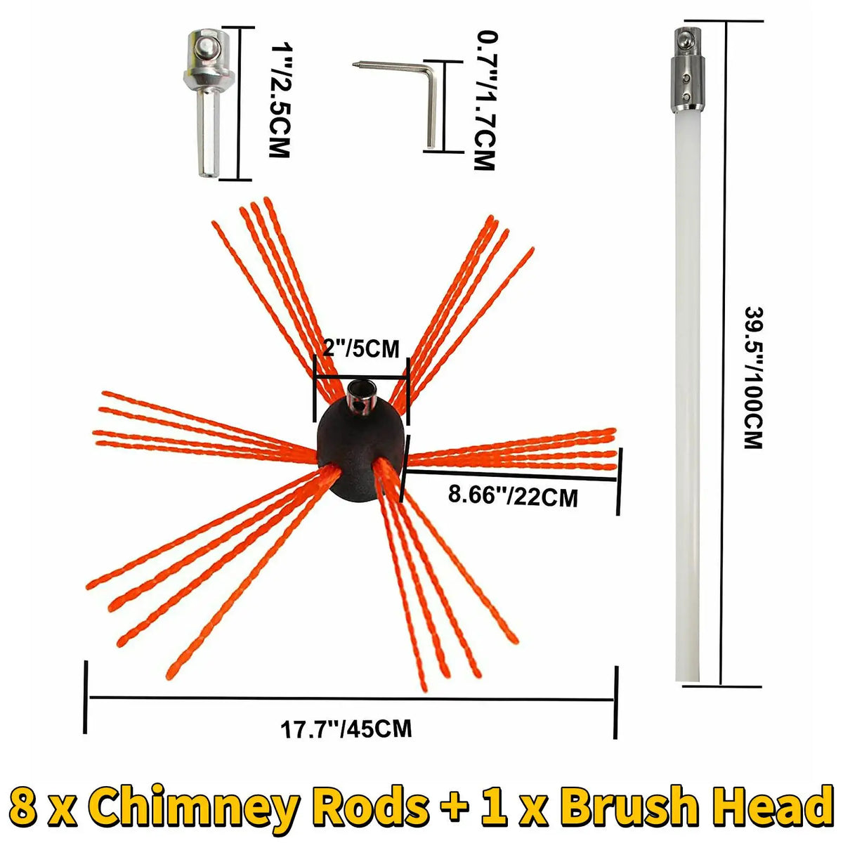 SucceBuy Chimney Sweep Kit With Brush for Fireplace Cleaning