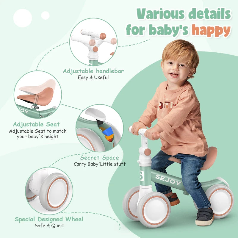 Sejoy Durable Four Wheel Balance Bike For Toddlers