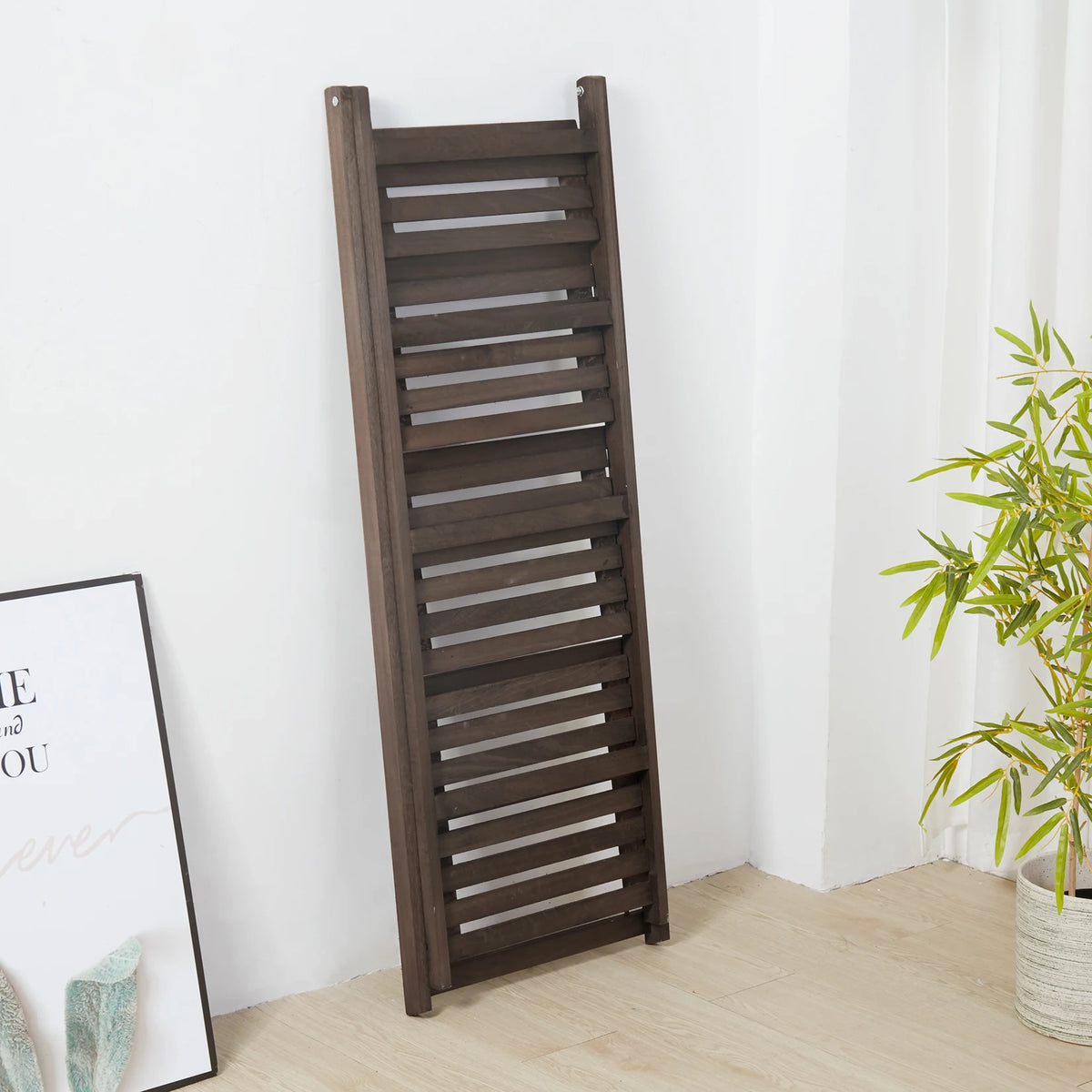Folding Wooden Ladder Storage Shelf Bookcase Display