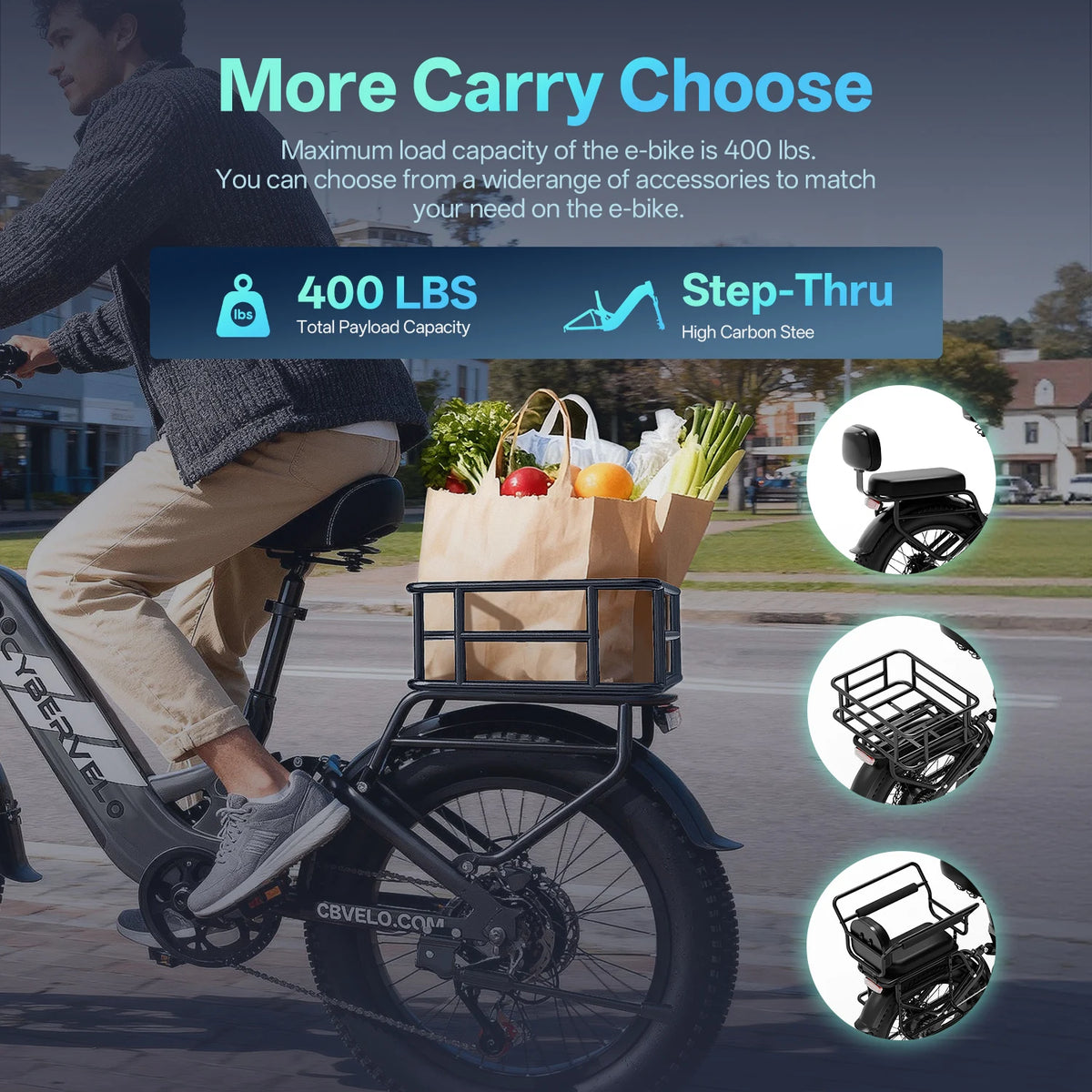 Cybervelo Step Thru Long Range Electric Bike For Daily Commuting