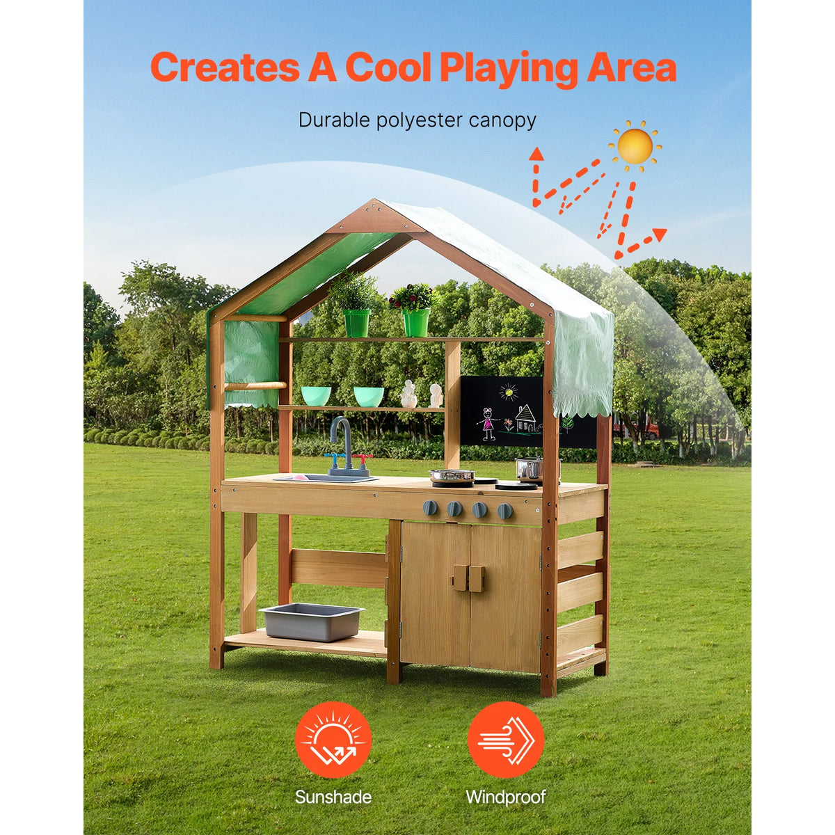 SucceBuy Outdoor Mud Kitchen Cookware Playset For Kids