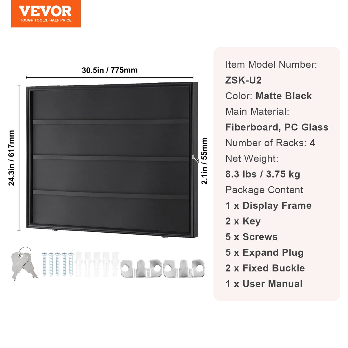 VEVOR Lockable Jersey And Sports Card Shadow Box Display Case
