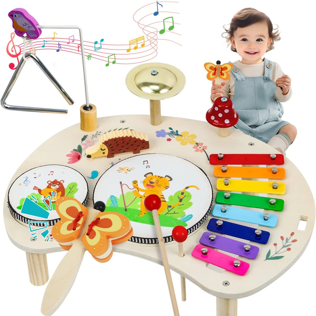 Wooden Aeolian Bells Montessori Baby Educational Musical Xylophone Toy