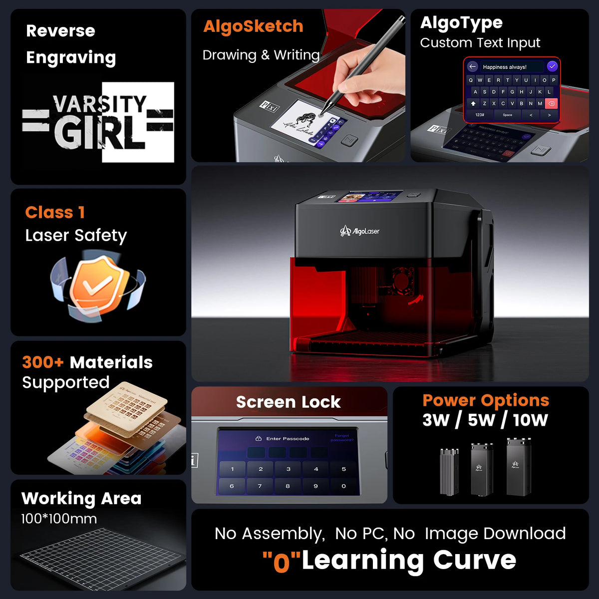 AlgoLaser PIXI 5W Mini Portable Laser Engraver And Cutter