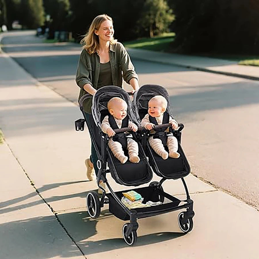 Lightweight Tandem Stroller With Compact Fold For Babies And Toddlers