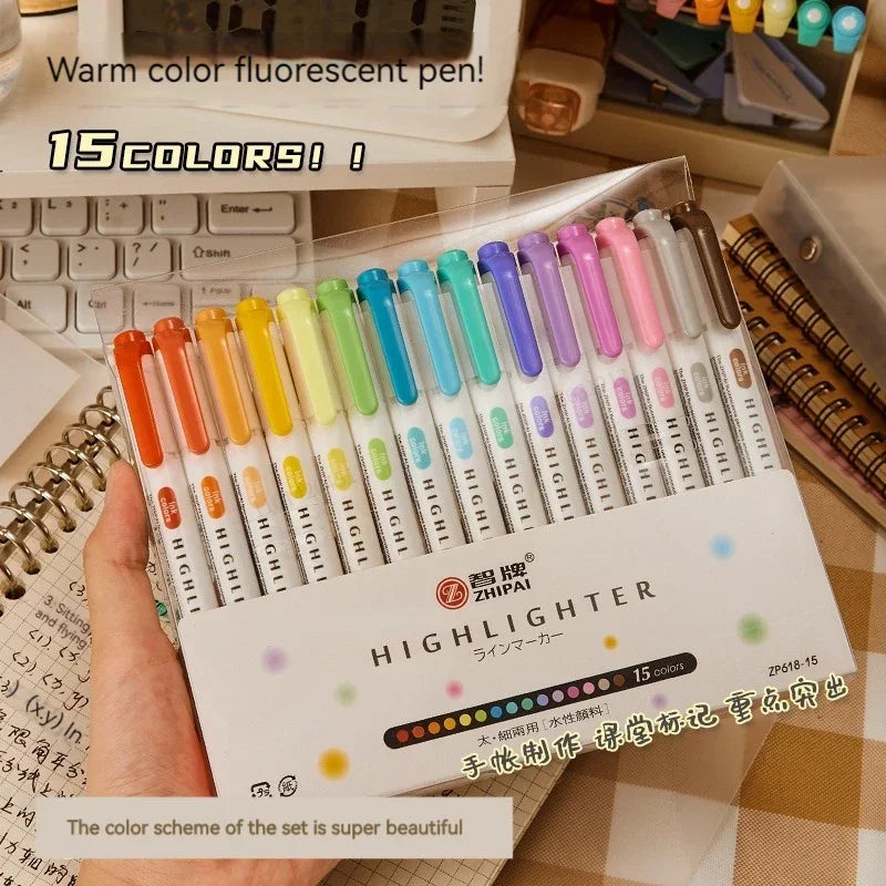 Double Headed Highlighter Pens Set For School Office Drawing