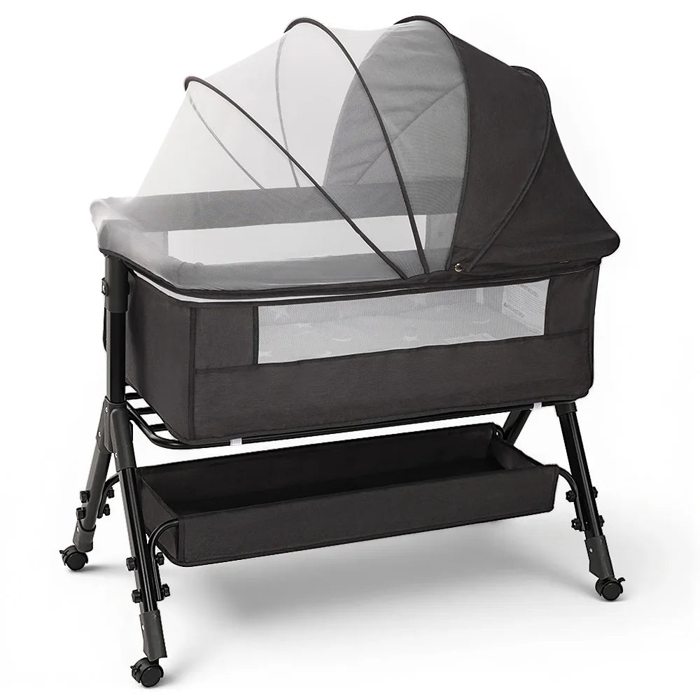 Portable Baby Bassinet Bedside Sleeper With Breathable Mesh Window