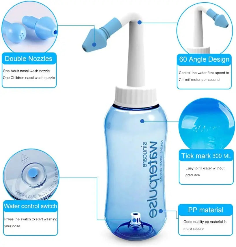 Nasal Irrigator Rinse Bottle For Sinus Allergy Relief System