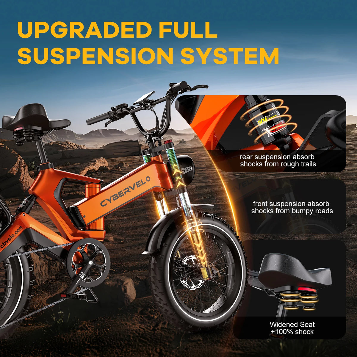 CyberVelo Fat Tire Foldable Electric Bike 2000W Motor 48V Battery