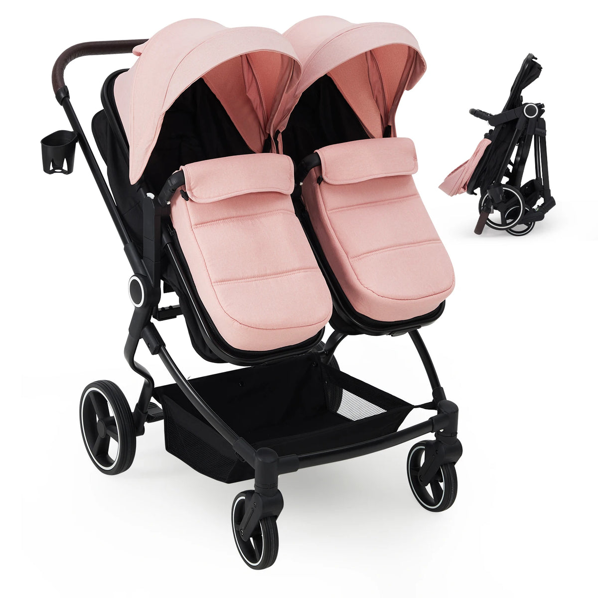 Lightweight Tandem Stroller With Compact Fold For Babies And Toddlers