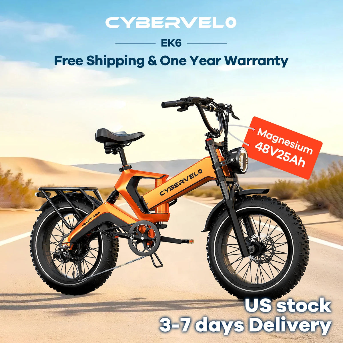 CyberVelo Fat Tire Foldable Electric Bike 2000W Motor 48V Battery