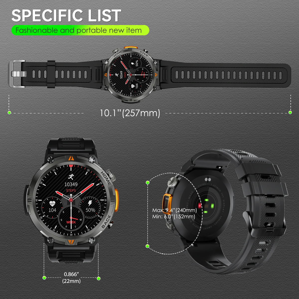 EIGIIS KE3 Bluetooth Call Smartwatch With Heart Rate LED Light