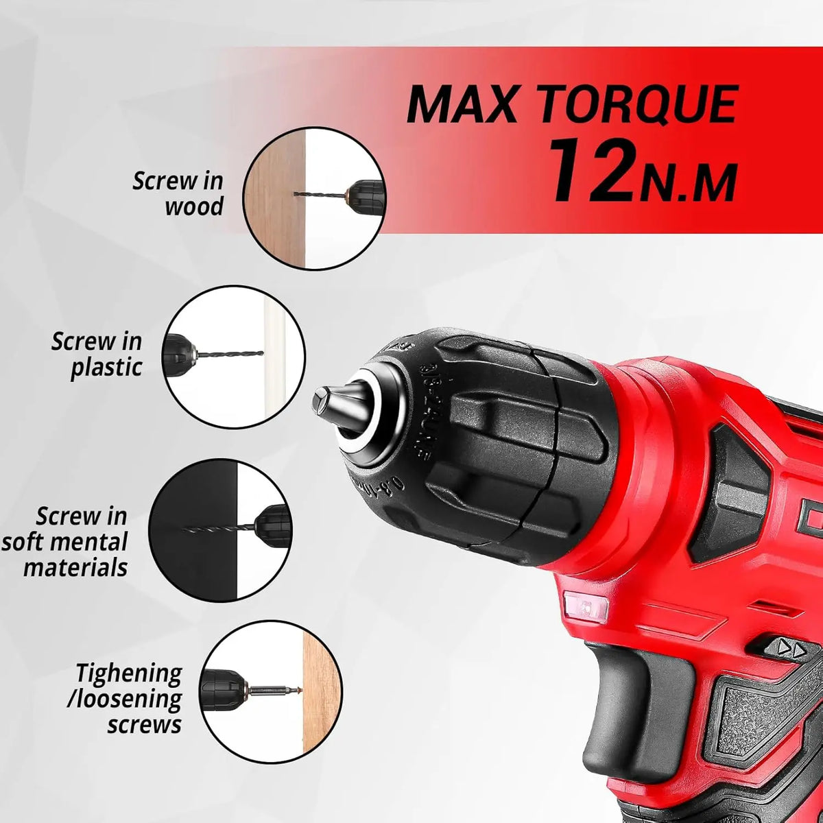DEKO 8V Cordless Drill And Complete Tool Set