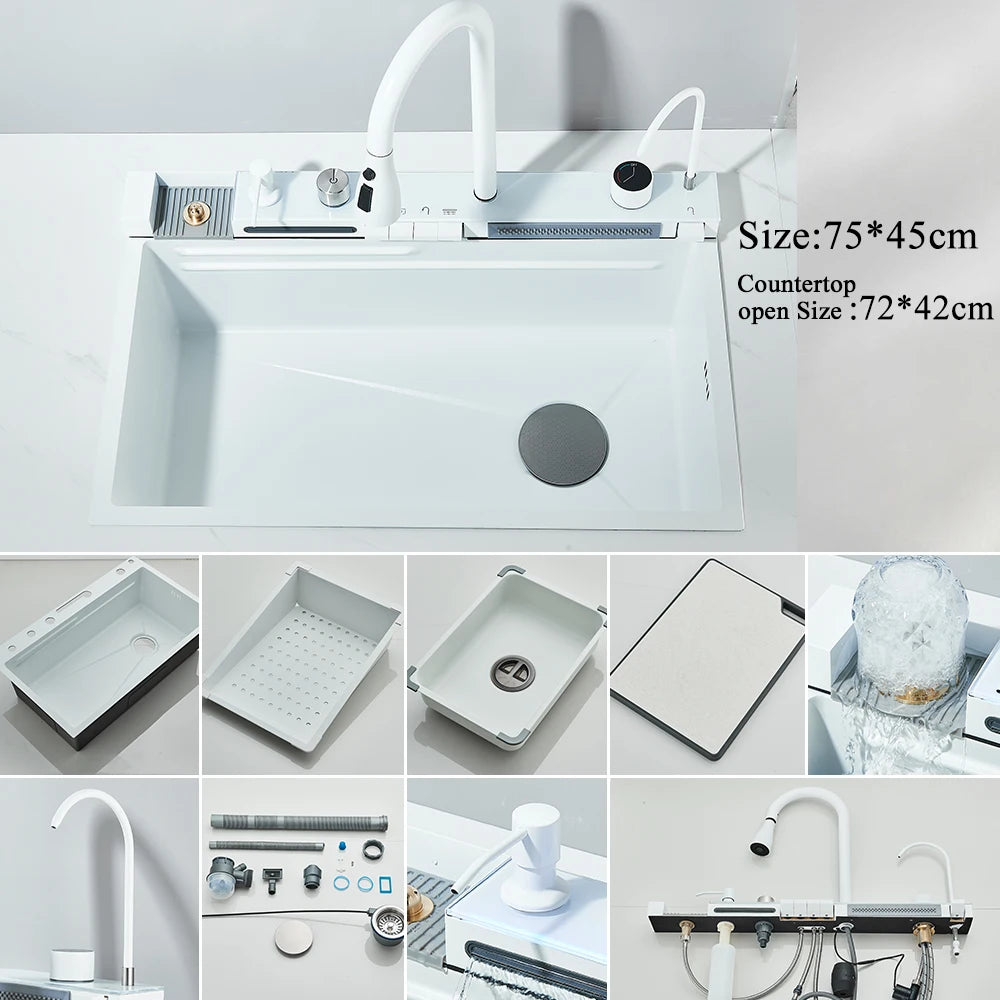 MYQualife 304 Stainless Steel Digital Display Kitchen Sink Faucet Set