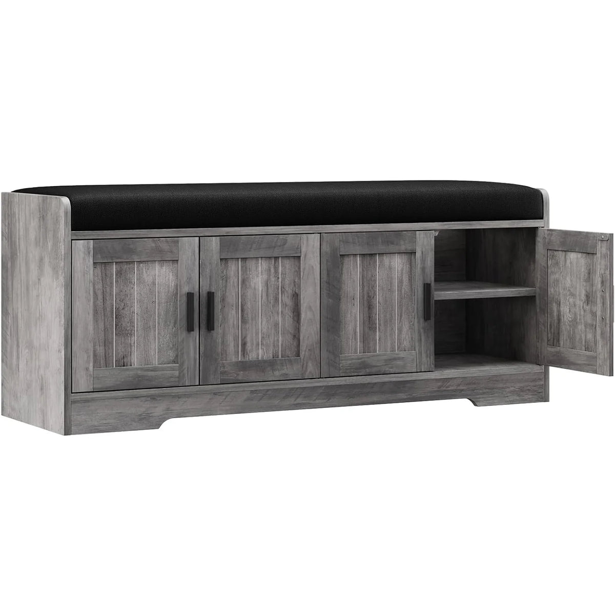 HiMISS Wood Storage Bench With Padded Cushion And Shoe Cabinet