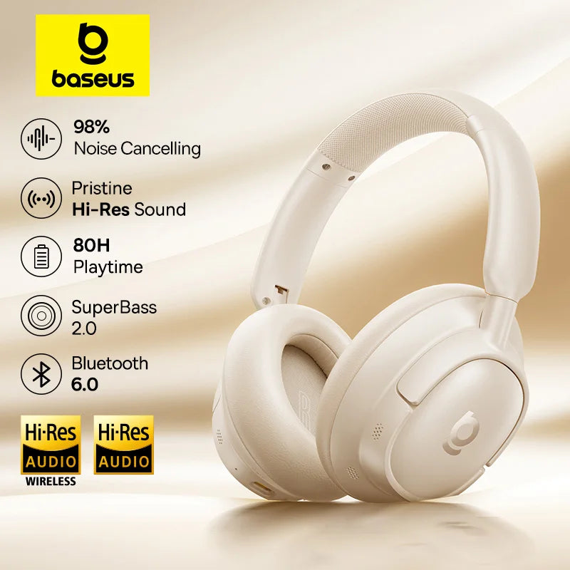 Baseus Bass Wireless Bluetooth Over Ear Headphones Active Noise Cancellation