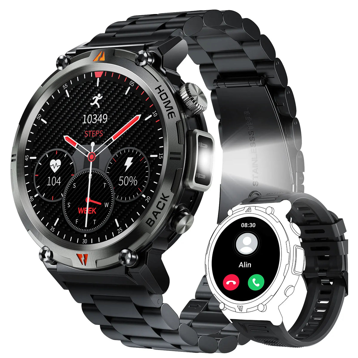 EIGIIS KE3 Bluetooth Call Smartwatch With Heart Rate LED Light