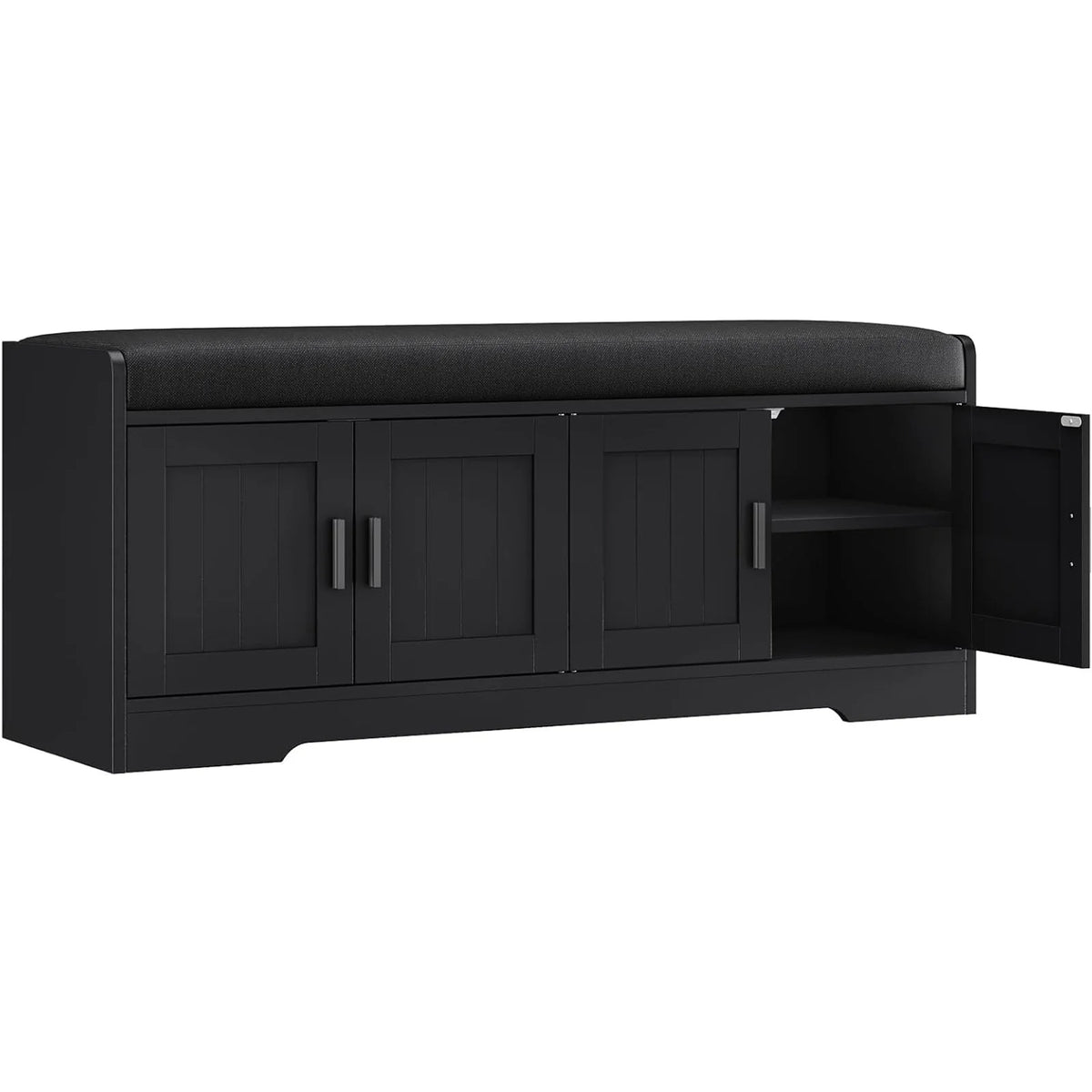 HiMISS Wood Storage Bench With Padded Cushion And Shoe Cabinet