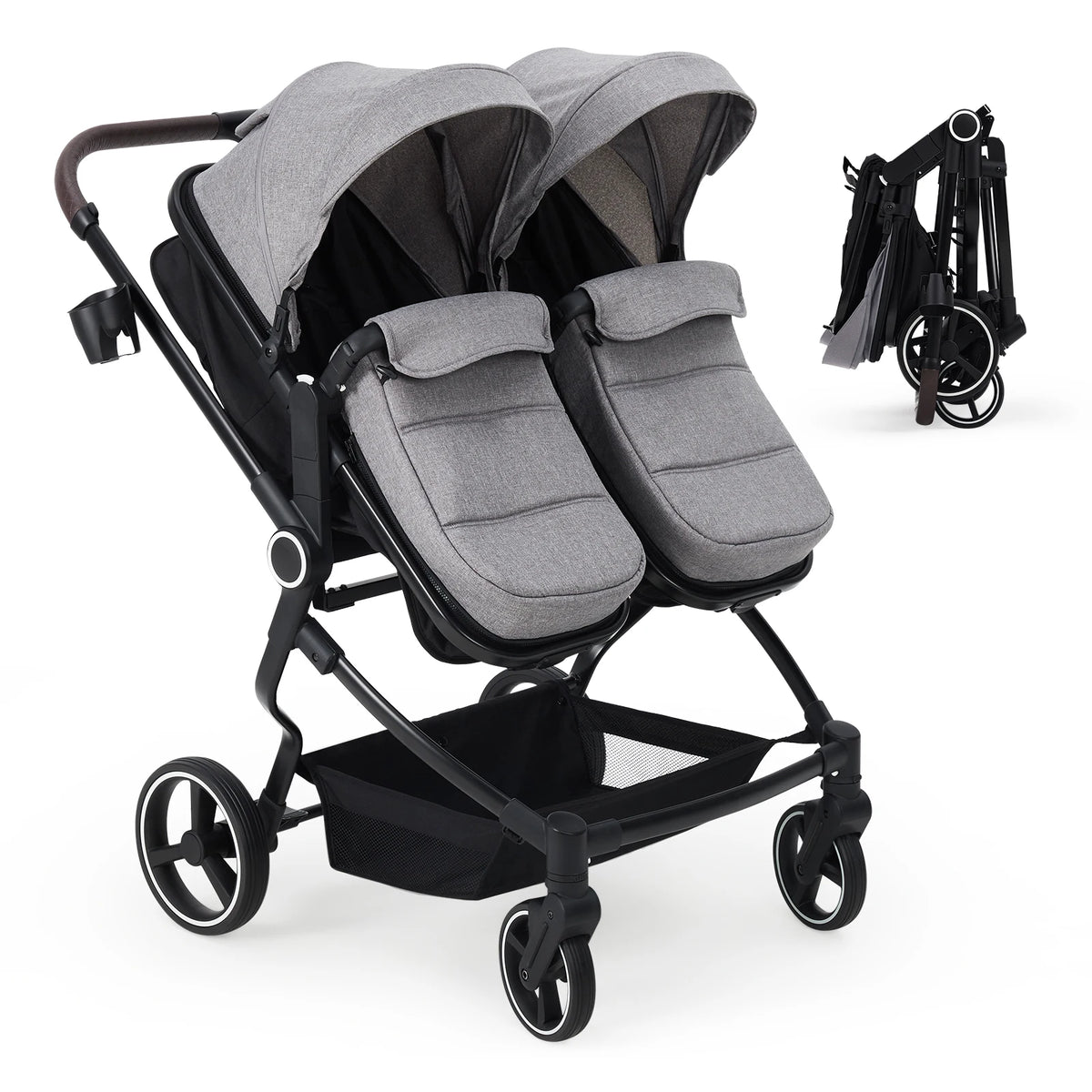 Lightweight Tandem Stroller With Compact Fold For Babies And Toddlers