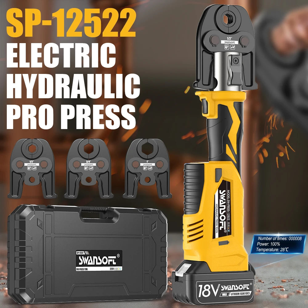 Swansoft 18V 22kN Rechargeable Electric Copper Pipe Press Tool