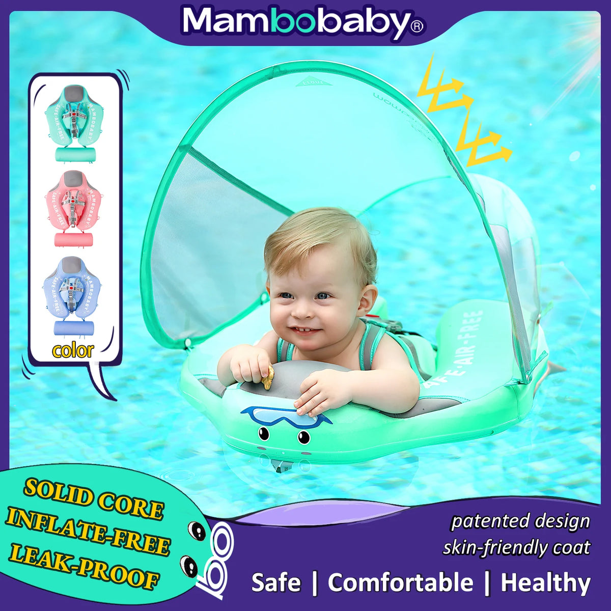 Mambobaby Baby Float With Sunshade Canopy And Safety Strap