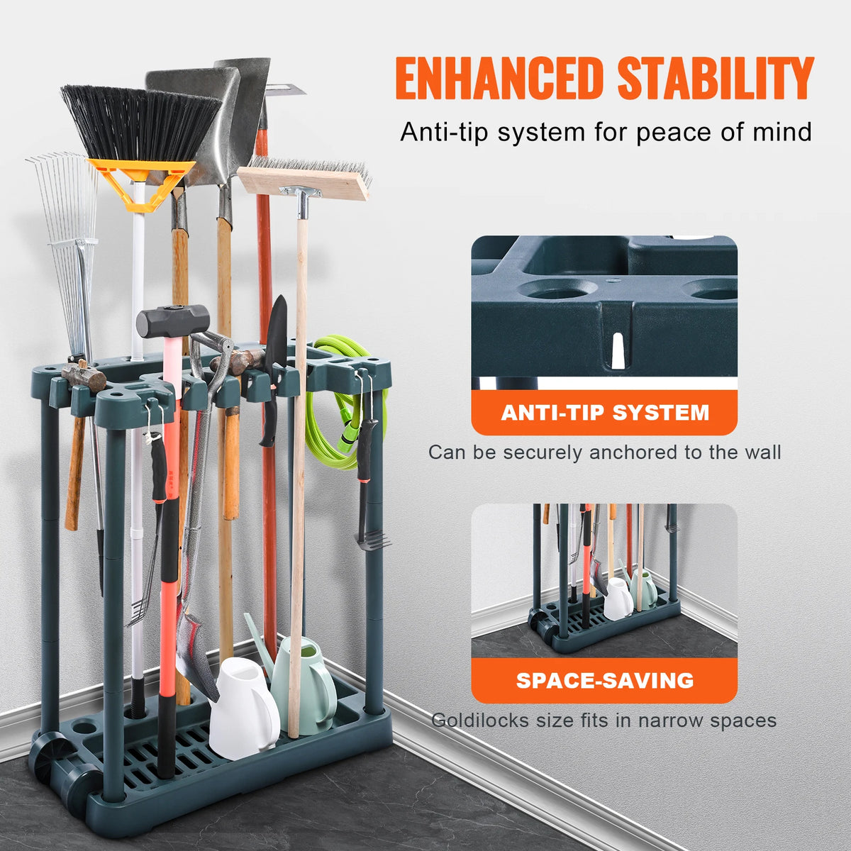SucceBuy Garden Yard Tool Storage Tower Rack Organizer Stand