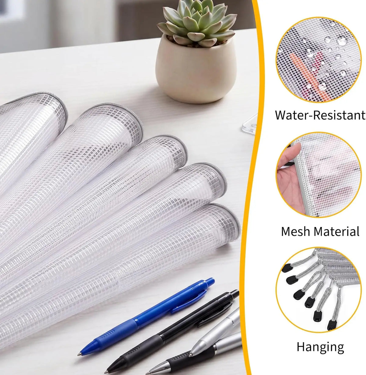56 Pack Waterproof PVC Mesh Zipper Document Storage Pouches