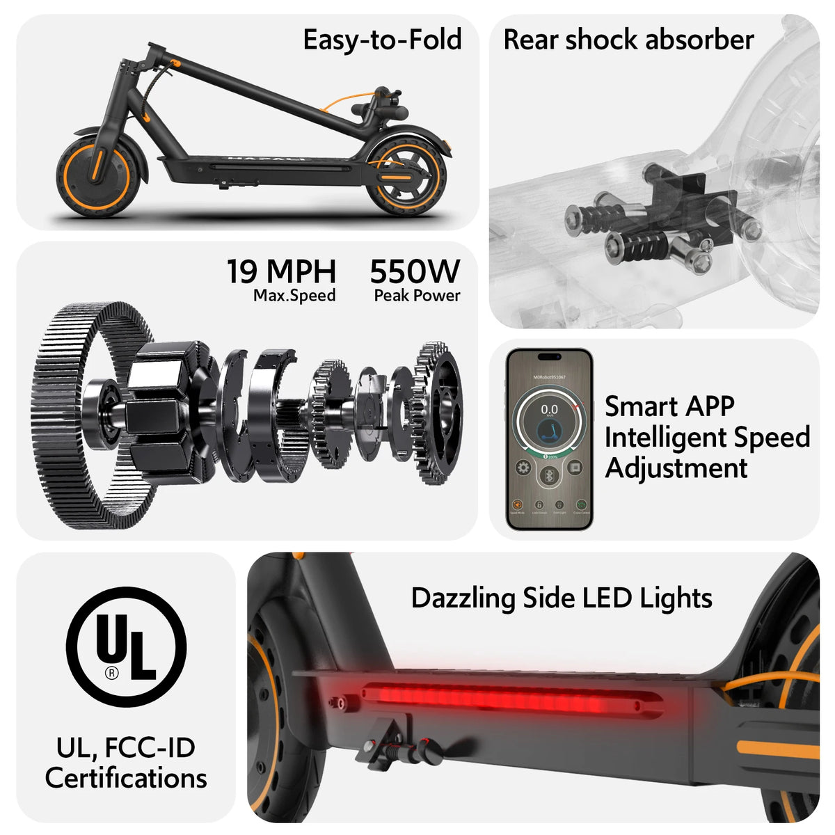 Osboo Foldable Electric Scooter For Adults With 550W Motor