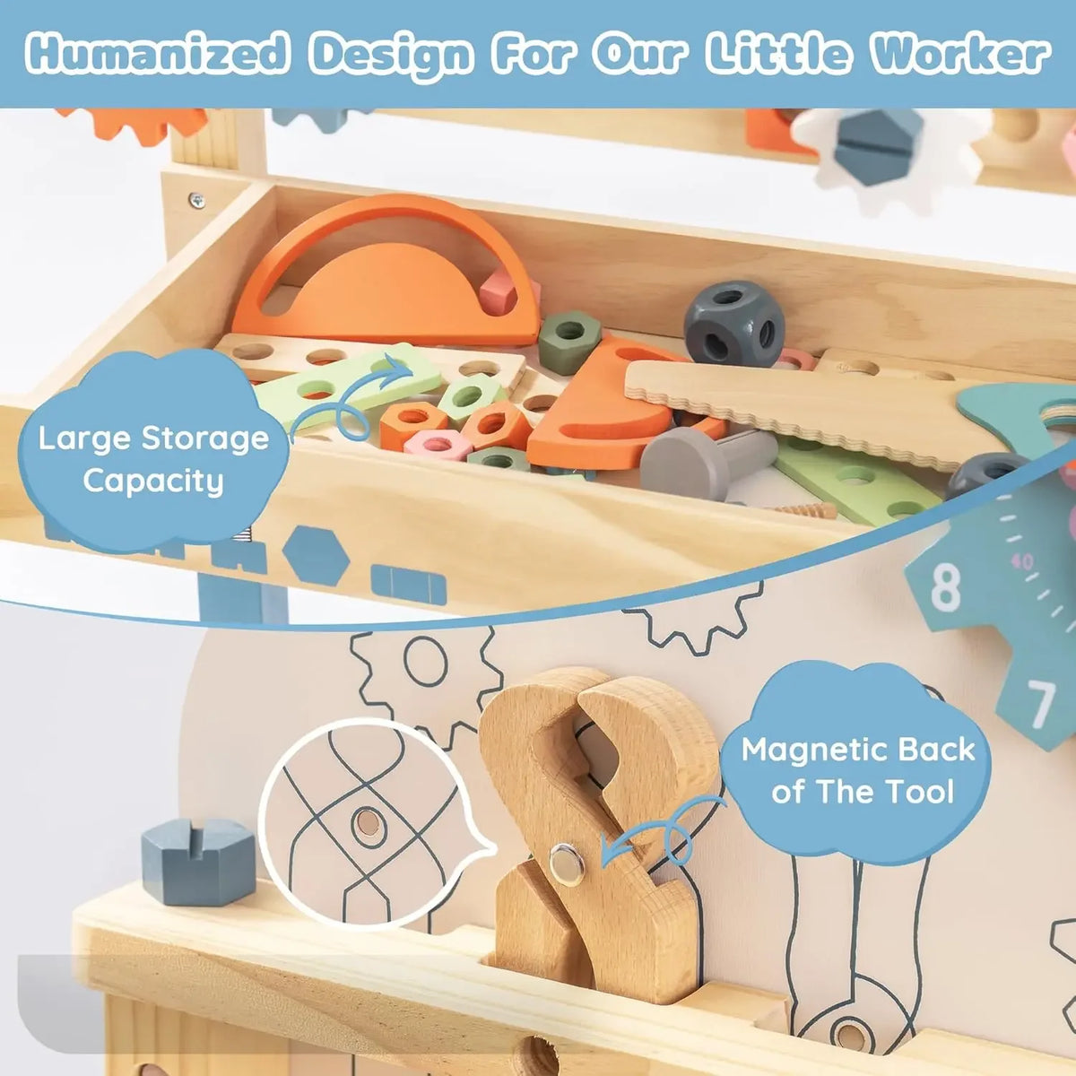Robotime Kids Wooden Tool Bench Set Construction Workshop